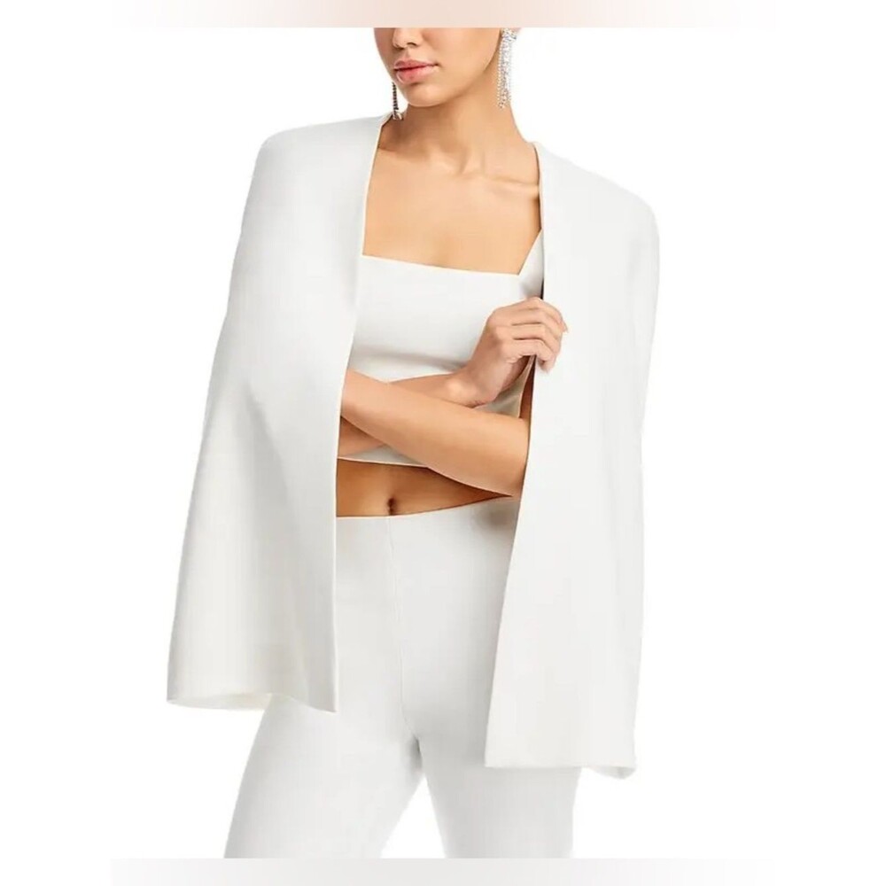 Alice Olivia Marica White Open Front Crepe Cape Jacket Size 12